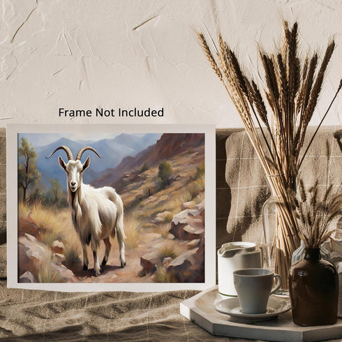Posterizer 1 pcs- White goat in wilderness-Art for Animal Lovers-Landscape & Nature Art- Gift for Men Women Entrepreneur Teens-Living Room Bedroom...