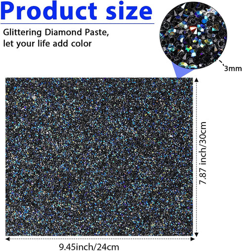 Bling Crystal Resin Rhinestones Sticker Sheet DIY Self-Adhesive Car Decoration Sticker Glitter Crystal Rhinestone Sheet for Car Shoes Clothing (Bl...