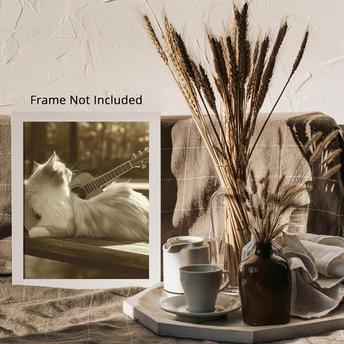 Posterizer 1 pcs-cute funny kitty cat playing the guitar 3-Art for Animal Lovers-Musical Art Collection-Decorations for Bedroom, Office, Living Ro...