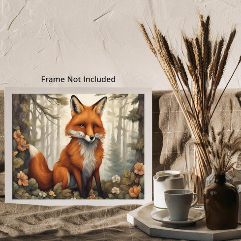 Posterizer 1 pcs- Cute red fox in the jungle-Art for Animal Lovers- Gift for Men Women Entrepreneur Teens-Decor for Home & Office- unframed wall a...