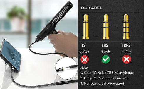 DUKABEL DC4 3.5mm TRS to TRRS Adapter Cable, Microphone Audio Adapter, TRS Female to TRRS Male Converter for Smartphone, PS4, Tablet, Laptop...