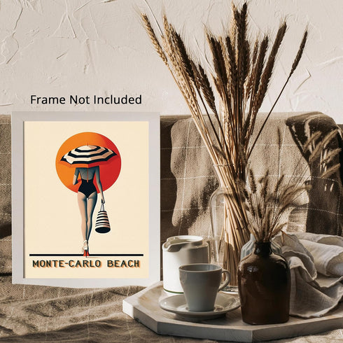 Posterizer 1 pcs-Monte-Carlo Beach Retro Travel Poster-Adventure Wall Art-GIft for Men Women Teens-Decor for Home & Office- unframed wall art...