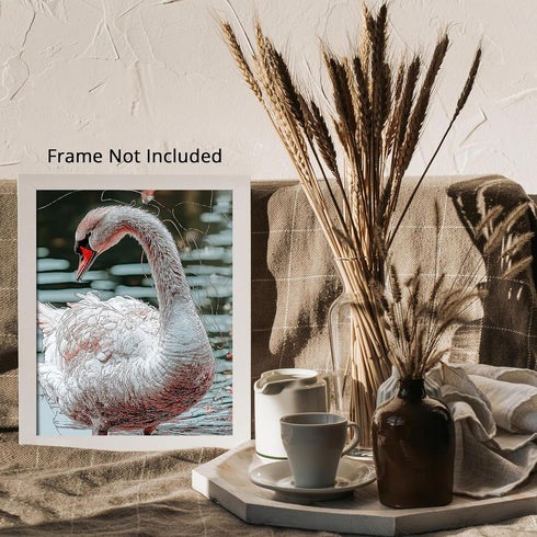 Posterizer 1 pcs-graceful beautiful white swan art work 2-Art for Animal Lovers Gift for Men Women Entrepreneur Teens Chic Home Decor- unframed w...