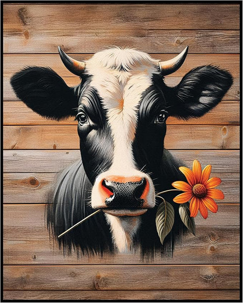 Posterizer 1 pcs-Rustic Farmhouse Cute Cow Picture-Art for Animal Lovers- Gift for Men Women Entrepreneur Teens-Decor for Home & Office- unframed ...