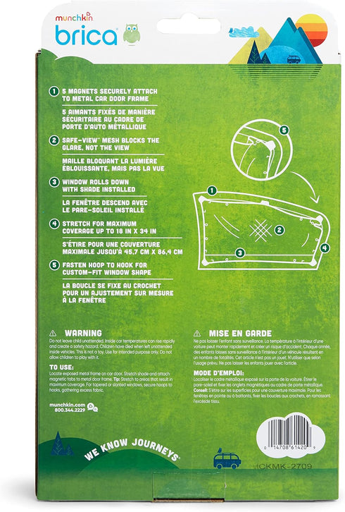 Munchkin® Brica® Magnetic Stretch to Fit™ Sun Shade, Black, 1 Pack...