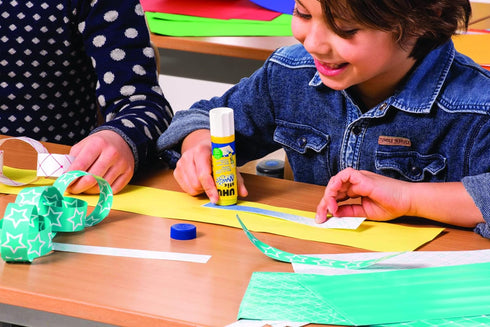 UHU Colored Glue Stick, 0.74oz Blue, rubs on Blue & Dries Clear, Washable, Solvent Free, Screw on Cap, Pack of 24...