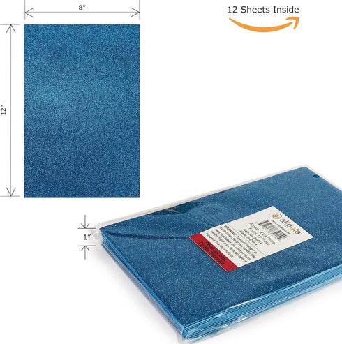 Allgala 12 Pack Glitter EVA Foam Paper 8 x 12inch Sheets-Blue-Perfect for Kids Art Craft Projects and Classrooms or Cosplay DIY Cutters Card Party...