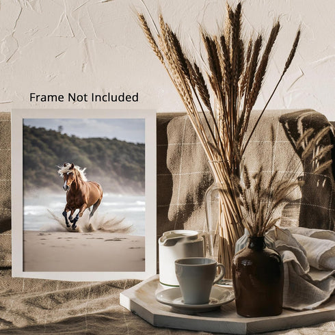 Posterizer 1 pcs- wild horse running near water-Art for Animal Lovers-Gift for Art Lovers-Living Room Bedroom Decor- unframed wall art...