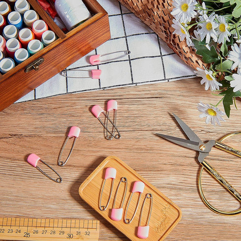 50 Pieces Diaper Pins Safety 2.2 Inch Plastic Head Cloth Diaper Nappy Pins with Locking Closures Stainless Steel with Velvet Bag(Pink)...