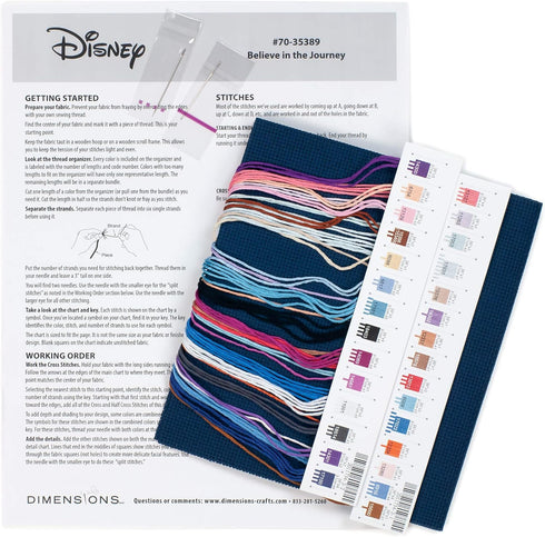 Dimensions 70-35389 Disney's Frozen II Believe in The Journey Counted Cross Stitch Kit, 14 Navy Aida, 8'' x 10'...