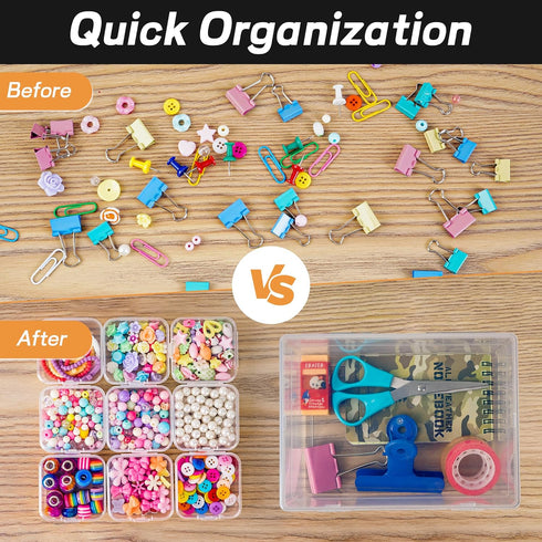 25 Pack Small Plastic Beads Storage Containers Box, Clear Bead Organizer Case with Snap-Tight Closure Hinged Lid for Storage Small Items, Beads, C...