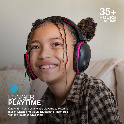 JLab JBuddies Pro Wireless Over-Ear Kids Headphones, 35+ Hour Battery Life, Built-in Volume Regulators for Safety, Share Mode, Folding, Adjustable...