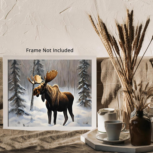 Posterizer 1 pcs-beautiful moose in snowy winter nature 1-Art for Animal Lovers-Landscape & Nature Art-Decor for Home & Office- unframed wall art...
