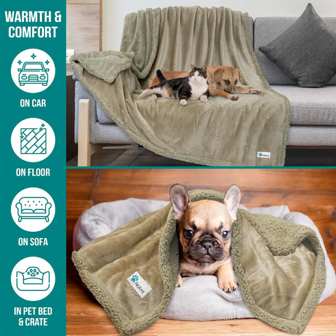 PetAmi Waterproof Dog Blanket for Small Medium Dog, Pet Puppy Blanket Couch Cover Protection, Sherpa Fleece Cat Blanket Couch Sofa Bed Furniture P...