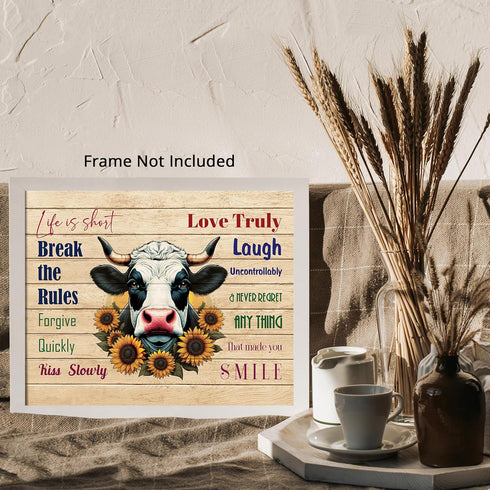 Posterizer 1 pcs-Break the Rules-Rustic, Farmhouse, Country Poster-Art for Animal Lovers-Motivational & Inspirational Art- Gift for Men Women Entr...