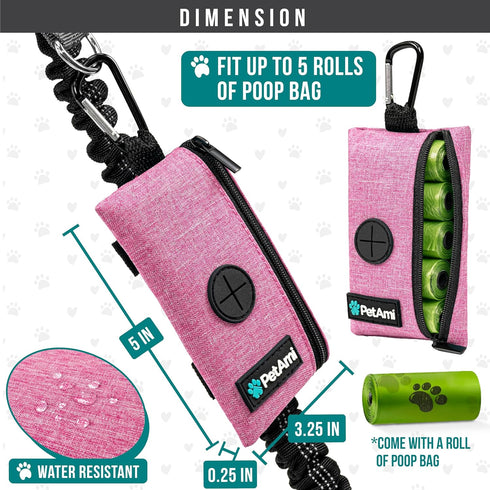 PetAmi Dog Poop Bag Holder for Leash, Doggie Waste Bag Dispenser For Poop with Clip for Puppy Potty Walking Accessories Travel Camping, Dog Treat ...