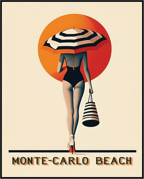 Posterizer 1 pcs-Monte-Carlo Beach Retro Travel Poster-Adventure Wall Art-GIft for Men Women Teens-Decor for Home & Office- unframed wall art...
