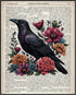 Posterizer 1 pcs-Raven , Crow , Roses , Flowers-Gothic Occult Print-Art for Animal Lovers-Floral Botanical Art-Gift for book lovers-Living Room Be...