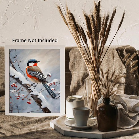 Posterizer 1 pcs-cute little bird in snowy winter scene -11-Art for Animal Lovers-Landscape & Nature Art-Decor for Home & Office- unframed wall ar...