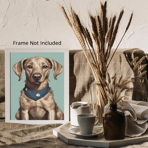 Posterizer 1 pcs- Beautiful brown dog with a bandana-Art for Animal Lovers- Gift for Men Women Entrepreneur Teens-Decor for Home & Office- unframe...