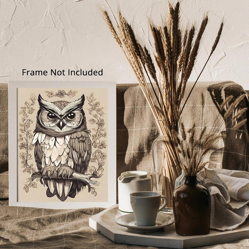 Posterizer 1 pcs- Black and white art of an owl on a tree-Art for Animal Lovers- Gift for Men Women Entrepreneur Teens-decor for Bedroom, Office, ...