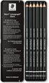 Staedtler Mars Lumograph Black, Carbon Blend Provides Jet Black Lines, Professional Art Pencils, Tin of 6 Assorted Black Sketch Pencils, 100B G6...