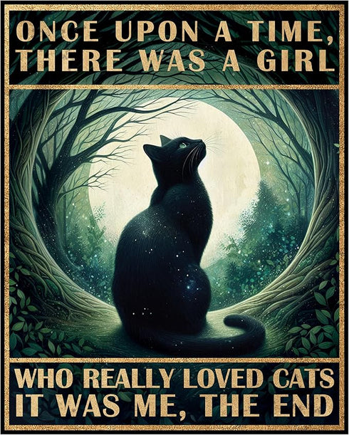 Posterizer 1 pcs-Funny Black Cat Signs-There Was a Girl Who Really Loved Cats-Art for Animal Lovers-Comedy Art-Gift For Animal Lovers-Living Room ...
