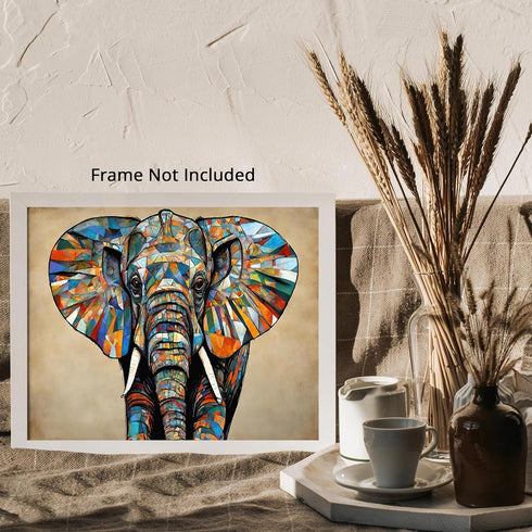 Posterizer 1 pcs- mosaic style abstract beautiful elephant-Art for Animal Lovers-Abstract & Modern Art- Living Room Bedroom Decor- unframed wall a...