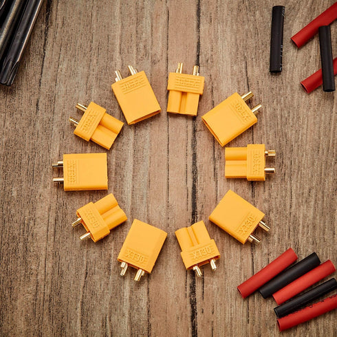 Frienda 30 Pairs XT30 Connectors Male and Female Connectors Plugs with 2 Pieces Shrink Tubing for RC Battery...