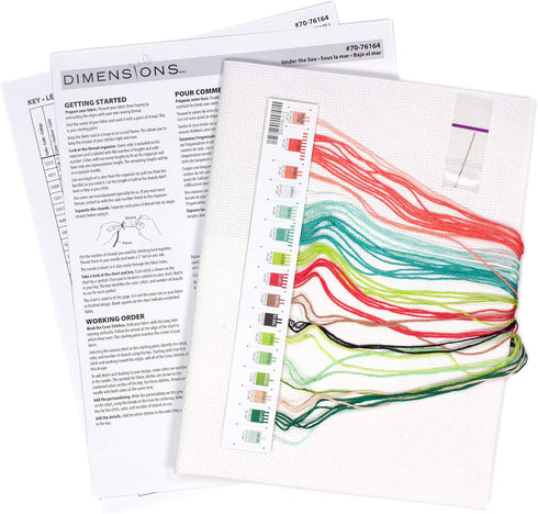 Dimensions 70-76164 Under The Sea Baby Birth Record Counted Cross Stich Kit, 14 White Aida, 9'' x 12'...