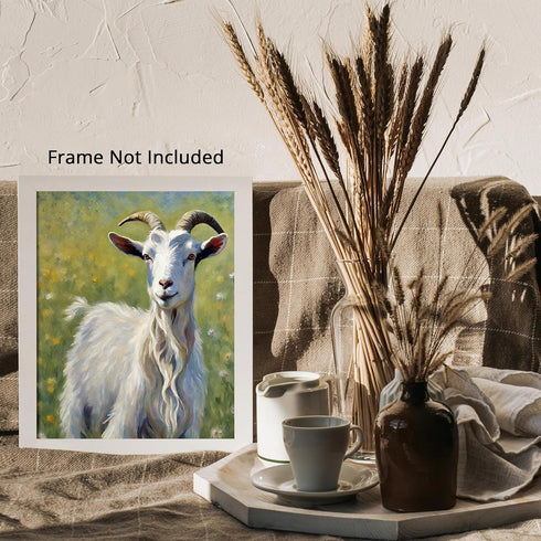 Posterizer 1 pcs- Oil painting style print of a goat-Art for Animal Lovers-Floral Botanical Art- Gift for Men Women Entrepreneur Teens-Living Room...