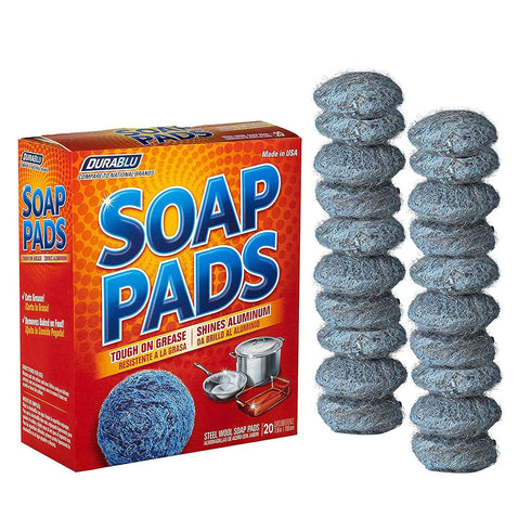 SCRUBIT 20 Pack Steel Wool Soap Pads - Metal Scouring Cleaning Pads for Dishes, Pots, Pans, and Ovens - Pre-Soaped for Easy Cleaning of Tough Kitc...