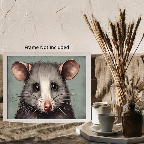 Posterizer 1 pcs- Portrait of a possum with pastel blue background-Art for Animal Lovers- Gift for Men Women Entrepreneur Teens-Living Room Bedroo...