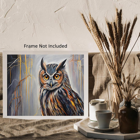 Posterizer 1 pcs- Abstract owl with a gray background-Art for Animal Lovers-Abstract & Modern Art- Gift for Men Women Entrepreneur Teens-Decor for...