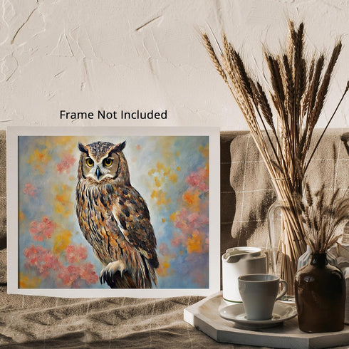 Posterizer 1 pcs- pretty majestic owl sitting on a tree-Art for Animal Lovers-Landscape & Nature Art- Living Room Bedroom Decor- unframed wall art...