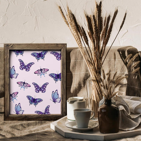 Posterizer 1 pcs-Pink and Purple Cute Aesthetic Girly Butterflies-Art for Animal Lovers-Landscape & Nature Art-Gift for Girls, Teens-Living Room B...