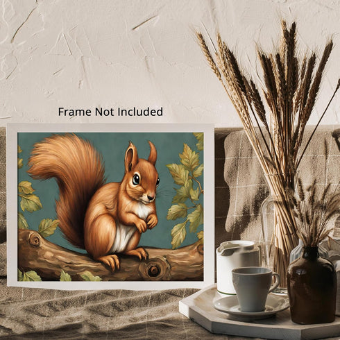 Posterizer 1 pcs- Cute squirrel on the tree, oil painting style-Art for Animal Lovers- Gift for Men Women Entrepreneur Teens-Living Room Bedroom D...