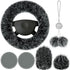 Frienda 6 Pieces Fluffy Car Accessories Set Fluffy Steering Wheel Cover Soft Fuzz Handbrake Cover Gear Shift Cover Bling Car Mirror Fuzz Car Decor...
