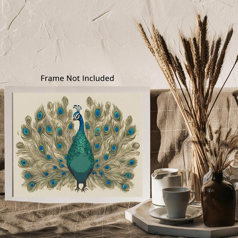 Posterizer 1 pcs- Beautiful peacock with pretty feathers-Art for Animal Lovers- Gift for Men Women Entrepreneur Teens-Decor for Home & Office- unf...