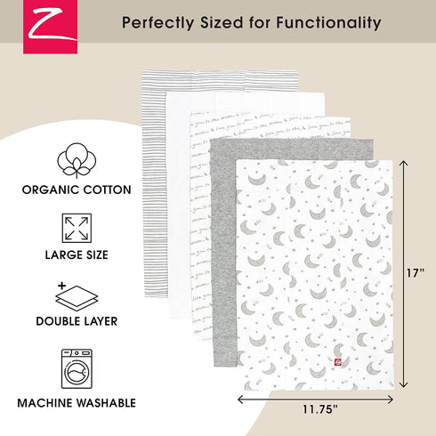 Zutano 5-Pack Organic Burp Cloths for Baby Girl & Boy, Large Cotton Burping Cloths for Babies | Absorbent Baby Spit-Up Rags | Gender Neutral Burp ...