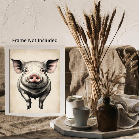 Posterizer 1 pcs- Cute white pig with a white background-Art for Animal Lovers-Abstract & Modern Art- Gift for Men Women Teens-decor for Bedroom, ...