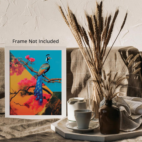 Posterizer 1 pcs-beautiful peacock bird with landscapes collage-Art for Animal Lovers-Landscape & Nature Art-Gift For Animal Lovers- UNFRAMED Wall...