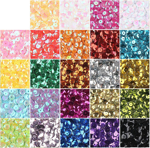 CCINEE 16000PCS Loose Sequins Bulk, 6MM Rainbow Round Cup Sequins for Sewing Embroidery Easter Egg Craft Nails Art Decorations...