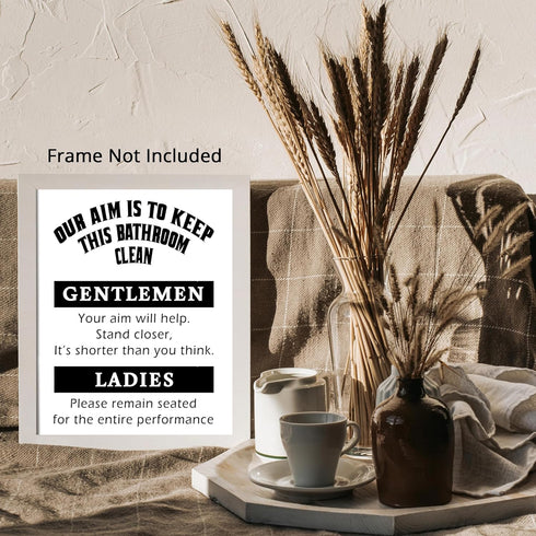 Posterizer 1 pcs-Our Aim is to Keep This Bathroom Clean-Quotes- Gift for Men Women Entrepreneur Teens- Bathroom, restroom Decor- unframed wall art...
