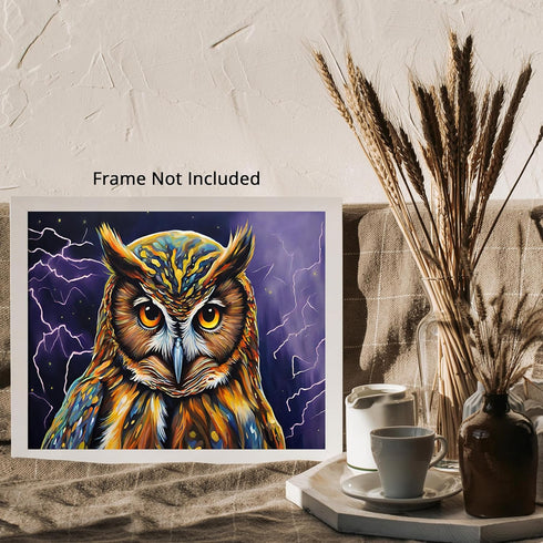 Posterizer 1 pcs- Abstract print of an owl with a background of Thunder-Art for Animal Lovers-Abstract & Modern Art- Gift for Men Women Teens-Deco...