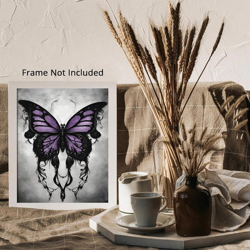 Posterizer 1 pcs- black and white print-gothic black butterfly-Gothic Art-Art for Animal Lovers- Living Room Bedroom Decor- unframed wall art...