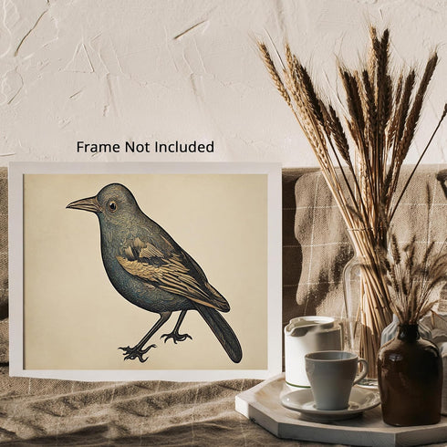 Posterizer 1 pcs- Blue and Yellow bird with a brown background-Art for Animal Lovers- Gift for Nature, Surfers and Beach Lovers-decor for Bedroom,...