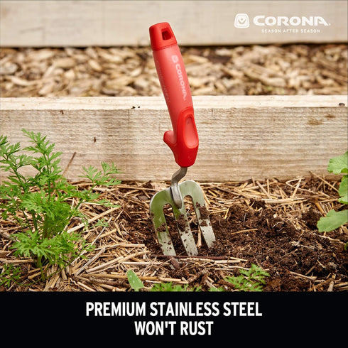 Corona CT3374 CT 3374 Premium Stainless Steel ComfortGEL Garden Fork, Red...