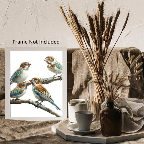 Posterizer 1 pcs-cute little birds on a branch serene scene poster -2-Art for Animal Lovers Gift for Men Women Teens Decor for Home & Office- unfr...