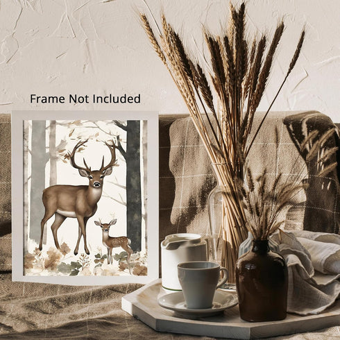Posterizer 1 pcs- Beautiful deer with its child in the jungle print-Art for Animal Lovers-Landscape Nature - Gift for Men Women Teens-Decor for Be...